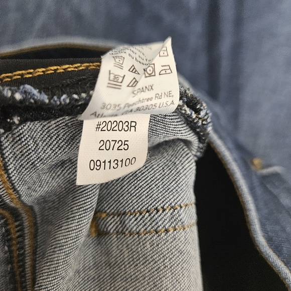 Spanx Skinny Jeans High Rise Dark Wash Distressed Pull On Denim Large - Picture 11 of 11